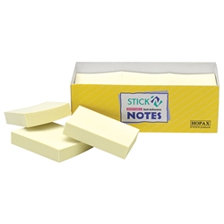 Stick'N Note Yellow 38X50mm 100 Sheet Pack 12