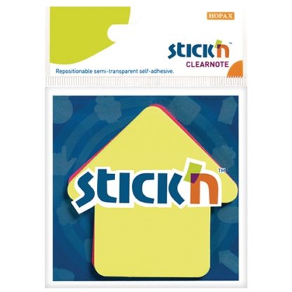 Stick'N Clearnote Large Arrow Lemon Magenta 2 Pack 76X76mm 60 Sheets