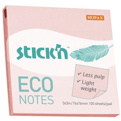 Stick'N Eco Pink Pastel 76X76mm 100 Sheets