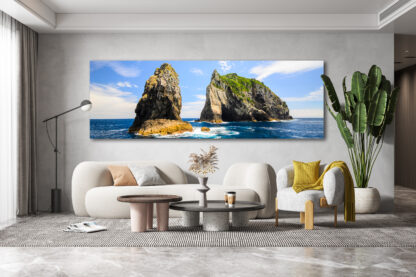 Hole in rock Bay of Islands Framed Canvas Art 20"x60"