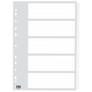 FM Indices A4 5 Tab White Cardboard