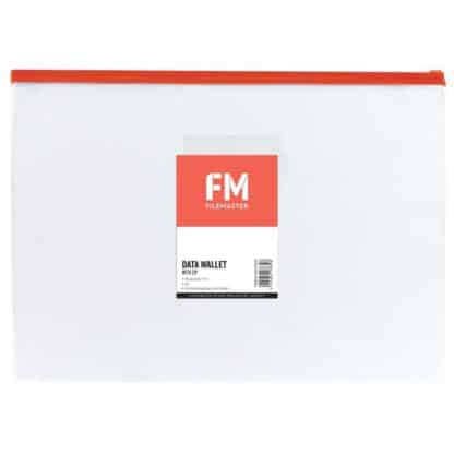 FM Data Wallet A4 Clear Pvc With Zip (4pk)