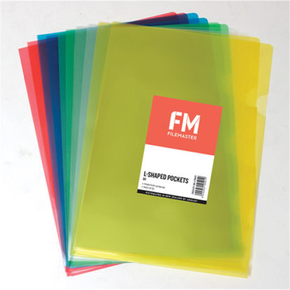FM Pocket L Shape Clear A4 Assorted 10Pk