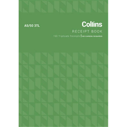 Collins Cash Receipt A5/50 3TL - No Carbon