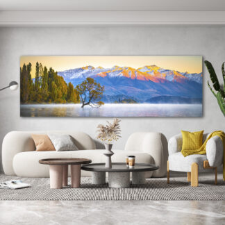 Alps overlooking wanaka tree Framed Canvas Art 60"x20"