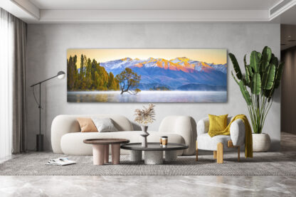 Alps overlooking wanaka tree Framed Canvas Art 60"x20"