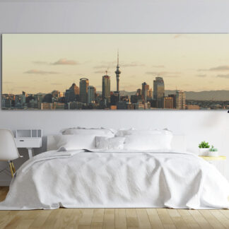 Auckland Skyline Framed Canvas Art 60"x20"