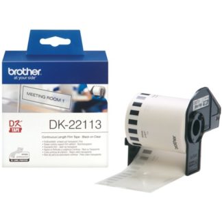 Brother DK22113 Continuous Clear Film Tape (Black Print on Clr) 62mm