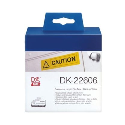 Brother DK22606 Continuous Paper Tpe (Blk Pnt on Yellow) 62mm x 15.24m