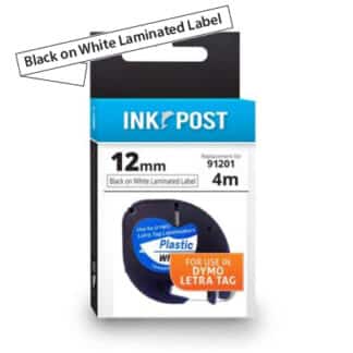 InkPost for Dymo 91201 12mmx4 Black on White