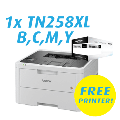 Purchase 1x Set InkPost for Brother InkPost for Brother TN258XL & get a FREE Brother HLL3240CDW Colour Laser Printer.