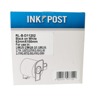 InkPost for Brother DK11201 29mm x 90mm Black on White