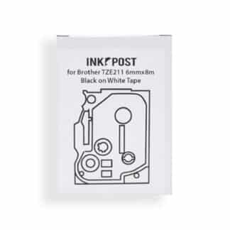 Inkpost for Brother TZE211  6mmx8m Black on White Tape