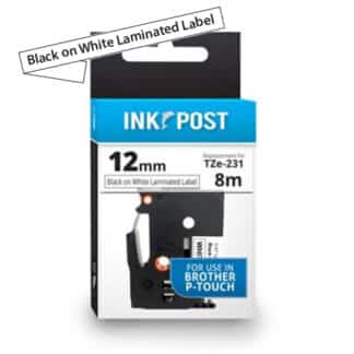 InkPost for Brother TZE231 12mmx8m Black on White