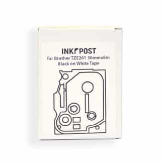 Inkpost for Brother TZE261 36mmx8m Black on White Tape