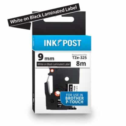 InkPost for Brother TZE325 9mmx8m White on Black