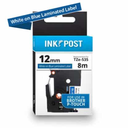 InkPost for Brother TZE535 12mmx8m White on Blue