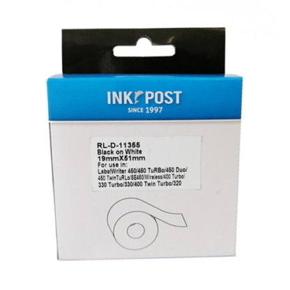 InkPost for Dymo 11355/S0722550 19mm x 51mm Black on white