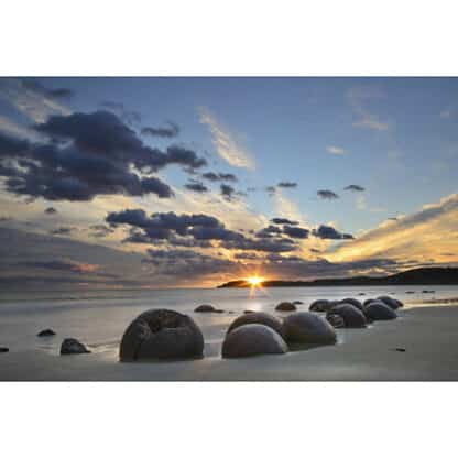 Moeraki Boulders Sunrise Framed Canvas Art 16"x24"