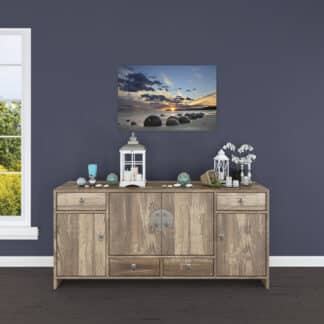 Moeraki Boulders Sunrise Framed Canvas Art 16"x24"
