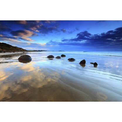Moeraki Boulders and amazing Sky Framed Canvas Art 16x24