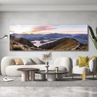 Sunset From Roys Peak Wanaka Framed Canvas Art 60"x20"