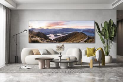 Sunset From Roys Peak Wanaka Framed Canvas Art 60"x20"