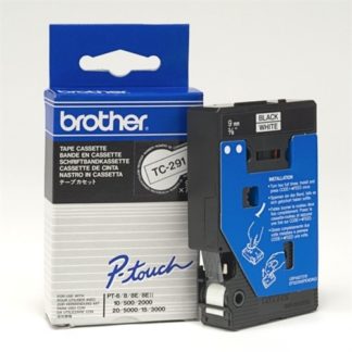 Brother TC291 9mmx8m Black on White Tape