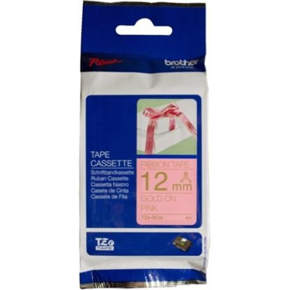 Brother TZERE34 Gold on Pink Ribbon Tape 4mx12mm
