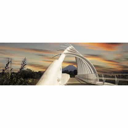 Te Rewa Rewa Bridge with Mt Taranaki Framed Canvas Art 60"x20"