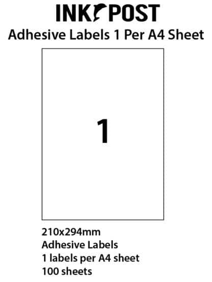 Inkpost Adhesive Label 210mmx294mm 1UP 100PK