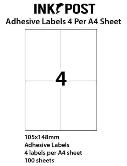 Inkpost Adhesive Label 105mmx148mm 4UP 100PK