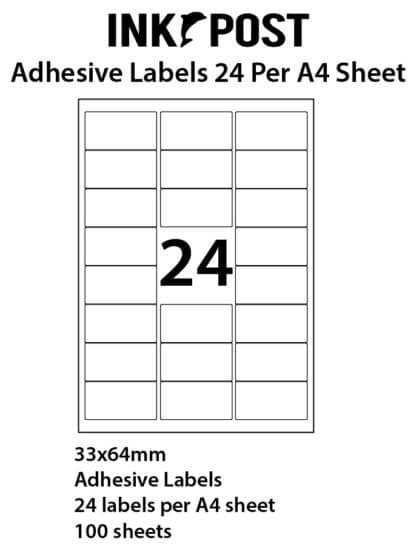 Inkpost Adhesive Label 64mmx33.86mm 24UP 100PK