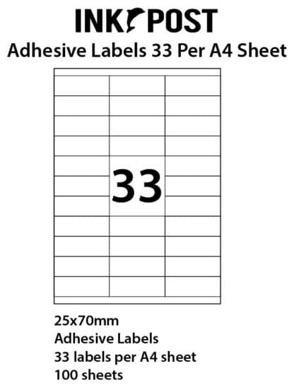 Inkpost Adhesive Label 70mmx25.4mm 33UP 100PK
