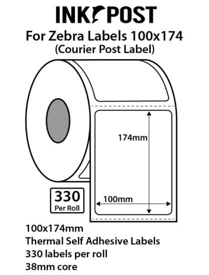 Inkpost for Zebra Thermal Label 100mmx174mm For Courier Post Labels