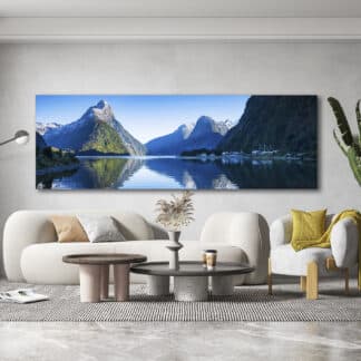 Milford sound clear sky Framed Canvas Art 60"x20"