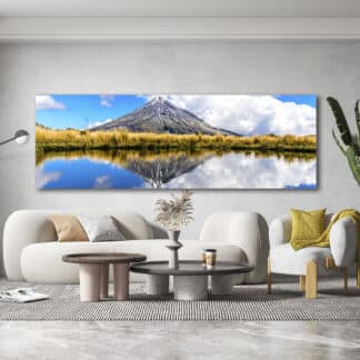 Mount Taranaki Reflections Framed Canvas Art 60"x20"