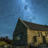 Night sky over Church of the Good Shepherd Framed Canvas Art 60"x20" - Image 2