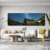 Night sky over Church of the Good Shepherd Framed Canvas Art 60"x20"